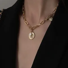 新品 金属アレルギー対応 サージカルステンレス ネックレス チェーン コイン ペンダント 淡水パール 18Kコーティングお洒落 レディース つけっぱなし ゴールド ジュエリー 蜂 鎖骨チェーン