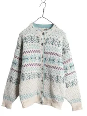 【お得なクーポン配布中!】 80s USA製 エルエルビーン ノルディック ニット カーディガン レディース M ヴィンテージ LLBEAN ウール セーター バーズアイ 前開き 丸首