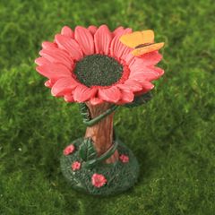 バードフィーダー 小鳥 野鳥 用 給餌器 餌箱 餌台えさ置き 置物 ピンクのひまわり型 ヒマワリ 可愛い 餌入れ 鳥 ガーデンオブジェ インテリア ガーデニング ペット食器 野鳥観察 樹脂 バード用品