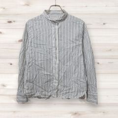 D0276 メルべイユアッシュ MERVEILLE H 長袖シャツ 白 ストライプ 総柄 レギュラーカラー