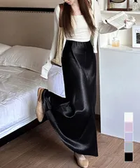 サテンスカート ロングスカート 無地