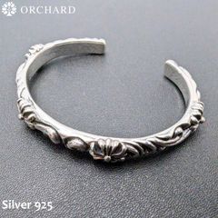 シルバー925 唐草クロス バングル 内径17cm メンズ レディース ユニークデザイン 高級ジュエリー
