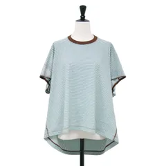【美品】DES PRES デプレ Tシャツ ホワイト ブラウン ブルー サイズ:FREE / ソフト プレーン ジャージー ハーフスリーブ プルオーバー / ボーダー柄 クルーネック 半袖 Tシャツ カットソー コットン【レディース】【中古】のサムネイル