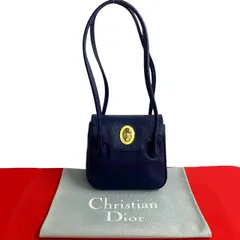 未使用保管品 希少品 Christian Dior ディオール ヴィンテージ CD ロゴ 金具 レザー 本革 ミニ トートバッグ ハンドバック ネイビー 25702