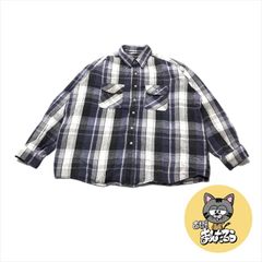 90s 古着 ファイブブラザー 長袖シャツ チェック ゆるダボ 2XL