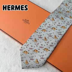 HERMES エルメス ネクタイ シルク 馬柄 グレー - メルカリ