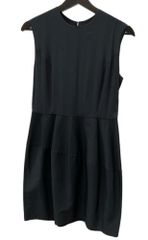 ヨーコチャン YOKO CHAN 14SS ノースリーブ 膝丈 ウエスト切替デザイン 異素材 絹 シルク SILK 綿 コットン COTTON BLACK 黒 YCD-14SS-012 ワンピース 無地 ブラック SIZE40 104LT-124