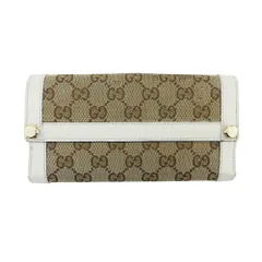 【最大30％OFF】グッチ GUCCI 長財布 GG柄 ベージュ　ブラウン　ホワイト　ゴールド レディース 中古