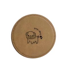 ワンちゃん好きの方へ！プレゼントにも◎【皮製レーザー彫刻コースター】～パグ～オリジナルデザイン