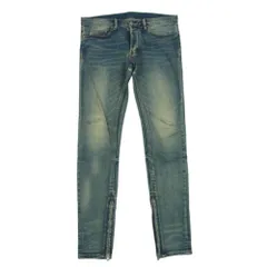 ミニマル MNML 裾ジップ ダメージ スキニー デニム パンツ 中国製 インディゴブルー系 32【中古】