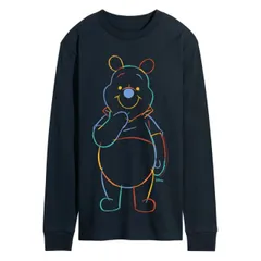 【送料無料】 ディズニー メンズ Tシャツ トップス Disney's Winnie The Pooh Men's Color Portrait Long Sleeve Graphic Tee Navy