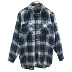 Deacon Brothers 60s 70s ヴィンテージ チェック柄 長袖 オープンカラーシャツ M ネイビー 他 Deacon Brothers Viyella メンズ