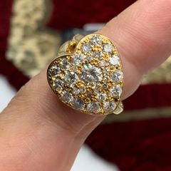K18 ダイヤモンド　ハート型リング　12.6g  0.375ct 1.21ct 約9.5号