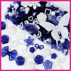 Color:【M】ナイトブルー デコパーツ ビーズ ホイップデコ パーツ 【特典ビーズ含む・26セット展開・約110個】 ビーズセット トレカ デコパーツ アクリルビーズ 硬質ケース デコ パーツ ビーズ 手芸 ハンドメイド パーツ デコ 素材 可愛い デコレ