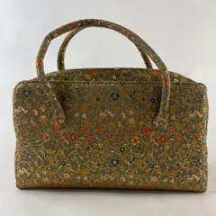 極美品 大容量 和装用バッグ 利休バック ブルーグレー たたき染 花柄