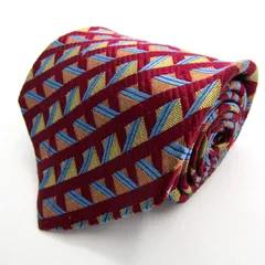 クリケット ブランド ネクタイ シルク 格子柄 総柄 ハンドメイド PO メンズ レッド CRICKET 【中古】