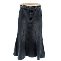 ガリャルダガランテ GALLARDAGALANTE キュアノス Q.anos デニムスカート フレアスカート マキシ丈 ロング丈 ウォッシュ加工 1 黒 ブラック /SM36