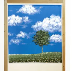 【MINIBOX のれん制作工房 正規販売店舗】【匿名配送 ネコポス 全国送料無料】のれん「丘の上の木」85x90cm【日本製】スタジオジブリ 家紋 トトロ 千と千尋の神隠し 風景 景色 和柄 和風目隠し