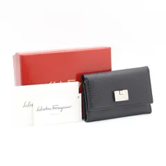 箱付き 良品 サルバトーレフェラガモ ブラックレザー 6連 メンズキーケース 2000000 NSK OMI