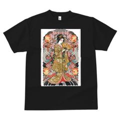 DIVINE RETRIBUTION 抜刀娘 和柄Tシャツ 刺繍 総柄 黒 M - メルカリ