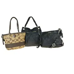 【中古】 コーチ(Coach) シグネチャー 3点セット レザー,キャンバス ショルダーバッグ ブラック 03GA453
