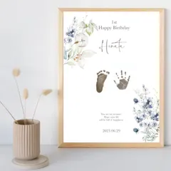 《名入れ手形足形アート》◎コットン　命名書　ハーフバースデー　記念　新生児　1歳
