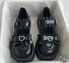 ロリータスタイル シューズ JK制服 靴 学生靴 厚底 ローファー レディース ストラップ ブラック ホワイト PU シューズ 可愛い 美脚 学生 通勤 通学 韓国 ファッション 中学生 卒業式 入学式