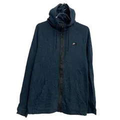 NIKE ロゴスウェット パーカー L ダークブルー ナイキ ジップアップ ラグラン スポーティー 古着卸 アメリカ仕入 a612-5627