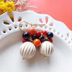 🎃【匿名配送】【おまとめ割引】【ピアス or イヤリング 変更可】【＊2491 ハロウィン カラーパール ピアス・イヤリング】  ハンドメイドピアス　ハンドメイドイヤリング 揺れるピアス 揺れるイヤリング