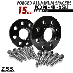Z.S.S. AP フィアット FIAT 500 3BA-31209 3BA-31212 ABA-31209 ABA-31212 15mm PCD98 4穴 4x98 58.1φ スペーサー M12xP1.25 ボルト付きのサムネイル