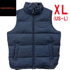 新品 XL ★ コストコ HAWKE & CO メンズ 中綿 ベスト ネイビー US-L スタンドネック 防寒 ダウンベスト 高機能 アウター 耐風 耐水 耐熱 洗濯可能 アウトドア キャンプ ホーク パッファー Puffer Vest