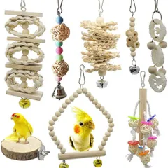 【新着商品】インコ おもちゃ オウム 鳥のおもちゃ ブランコ 噛む玩具 バードトイ 吊下げタイプ ボール 止まり木 遊び場 ストレス解消 知育玩具 (8点セット C)