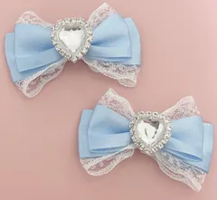 リボンヘアクリップ 水色量産型地雷系ロリータハンドメイドゴスロリ病みかわいい