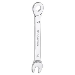 新品 uxcell コンビネーションスパナ ラチェットレンチ 薄型スパナ メトリック 6mm CR-Vクロームメッキスチール製 6ポイ ント エンド ボックス 15度オフセット オープン エンド シルバー