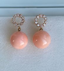 18金YGボケ珊瑚ピアス、ネックレスセット - メルカリ