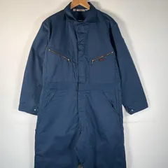 古着 90's/90年代 ディッキーズ Dickies 長袖つなぎ オールインワン ワーク 作業着 ワンポイントロゴ 大きいサイズ TALONジップ 44 MEDIMU  ネイビー メンズ