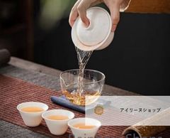 【新品未使用】旅行茶具 茶道具 茶道★煎茶★茶器★蓋碗 ★茶杯★中国茶 台湾茶 公道杯 ケース 4点セット#アイリーヌショップ