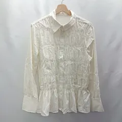 ◇ ◎●未使用●Θ H&M エイチアンドエム 裾フリル 長袖 ブラウス カットソー シャツ サイズ M ホワイト系 レディース E  【1501160040428】