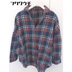 ◇ ITEMS URBAN RESEARCH チェック 長袖 シャツ ブラウス サイズF ネイビー オレンジ ホワイト系 レディース  【中古】 【1112210015503】