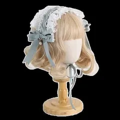 ロリータ風 ヘッドドレス レース フリル リボン かわいい ラブリー キュート ガーリー 個性的 主役級 オールシーズン シーズンレス ハロウィン クリスマス