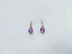 潤艶 秋 ティアドロップ 雫 パープル 樹脂イヤリング ノンホールピアス