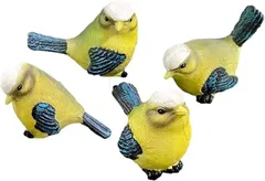 NOELAMOUR ガーデニング 置物 鳥 4羽 樹脂 可愛い 動物 ガーデンオーナメント オブジェ 小鳥(イエロー4羽)