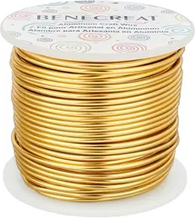 BENECREAT アルミワイヤー アルミ線 カラフル アクセサリー ビーズ手芸 アーティスティック クラフト 副資材(イエロー,  全長30m線径2mm)