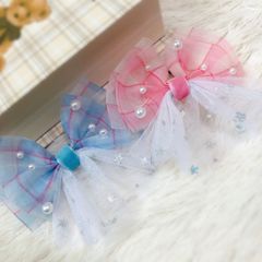 トリミングチョーカー 《025》 10本 チェック チュール パール