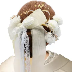 人気商品着物 結婚式 七五三 和装 チュールリボン カスミソウ 成人式 浴衣 水引 卒業式 金箔 ゴールド花 髪飾り パーティー 謝恩会 [SOMILA] お正月 花火大会