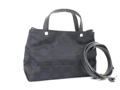 ■新品■未使用■ russet ラシット ナイロン×レザー 総柄 2WAY クロスボディ ショルダーバッグ トート ブラック系 FM5601