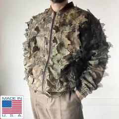 美品 90s USA製 Cabela's 3D リーフ 迷彩 ギリー ジャケット L 短丈 ブルゾン アメリカ製 ビンテージ MA-1 D151-18-0061ZVW
