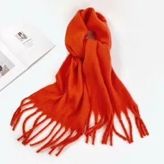 【レッド】ボリューム マフラー ストール モヘア風 トレンド ふわふわ 暖かい 差し色 コーデ レディース 大判 厚手 秋冬 韓国 ファッション あったか おしゃれ 防寒 通勤 通学
