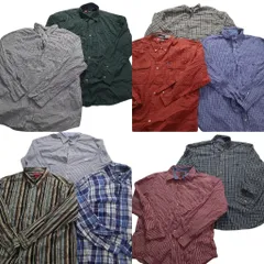 古着卸 まとめ売り チャップス 長袖シャツ 10枚セット (メンズ 2XL ) ストライプ マルチカラー マドラスチェック 中古 古着 MY4631