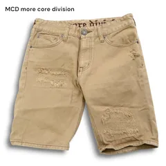 MCD more core division エムシーディー 春夏 ダメージ&リペア加工★刺繍 ハーフ ショート パンツ Sz.S メンズ